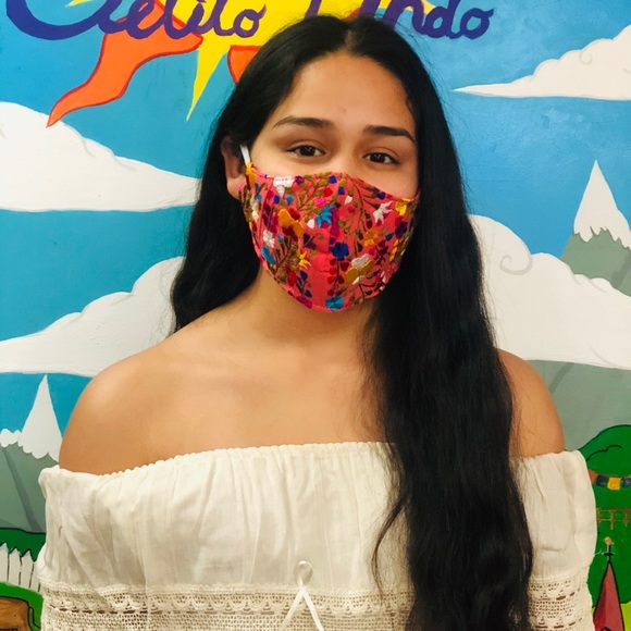 Mexican San Antonino Embroidered Floral Face Mask - Picture 4 of 4